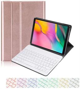 img 4 attached to 📱 Клавиатурный чехол из кожи для Samsung Galaxy Tab S5E 10.5 2019 - Цвет розового золота: Подсветка, тонкий чехол из полиуретана с беспроводной Bluetooth-клавиатурой.