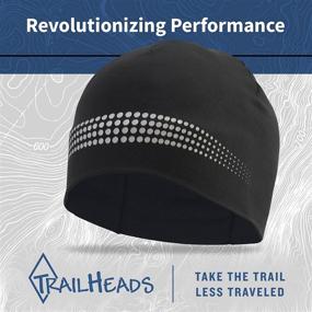 img 1 attached to 👒 TrailHeads Ponytail Hat - Adrenaline Series | Women's Running Beanie with Reflective Accents | Black Skull Cap