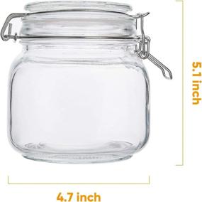 img 3 attached to 🏺 25oz Glass Kitchen Storage Canister Mason Jars with Lids - Set of 6 | Airtight, Hinged Lid, Labels & Chalk Marker included