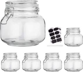 img 4 attached to 🏺 25oz Glass Kitchen Storage Canister Mason Jars with Lids - Set of 6 | Airtight, Hinged Lid, Labels & Chalk Marker included