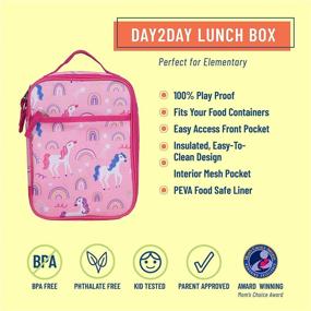 img 3 attached to 🌈 Wildkin Day2Day Kids Lunch Box Bag: 9.75 x 7 x 3.25 Inches, Ideal for School & Travel, BPA-Free - Rainbow Unicorns