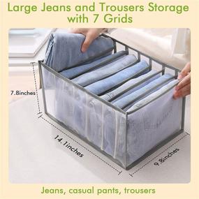 img 3 attached to 👕 Maximize Wardrobe Space with Clothes Organizers Jeans Storage Box: 7 Grids Thickened Wardrobe Closet Organizers for Clothing Washable Drawer Mesh Separation Compartment Foldable Pants Organization for Bedroom Dorm Room