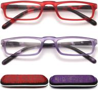 👓 blue light blocking reading glasses - 2 pairs of lightweight computer readers for women +3.0 anti-blue eyeglass ladies glasses logo