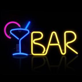 img 4 attached to Neon Bar Sign Lights For Living Room Wall Decor Lighting & Ceiling Fans