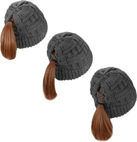 img 2 attached to Proboths Ponytail Beanie Stretch Winter Outdoor Recreation