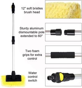 img 3 attached to CARCAREZ 12 Inch Flow Thru Dip Car Wash Brush Head with Soft 🧹 Bristle for Auto RV Truck Boat Camper Exterior Washing Cleaning (Brush with 60 Inch Handle)