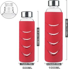 img 3 attached to 🔋 Durable Borosilicate Glass Water Bottle with Silicone Sleeve - Choose from 16oz or 32oz