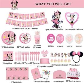 img 3 attached to 🎀 Minnie Mouse Birthday Party Supplies and Decorations Set for Girls