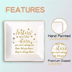 img 3 attached to 🌟 Sister Ring Trinket Dish - Ceramic Jewelry Holder Tray for Sister, Birthday & Christmas Gift - Sisters are Like Stars - Always There, You Don't Always See Them - Gold