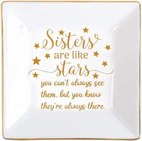 img 4 attached to 🌟 Sister Ring Trinket Dish - Ceramic Jewelry Holder Tray for Sister, Birthday & Christmas Gift - Sisters are Like Stars - Always There, You Don't Always See Them - Gold