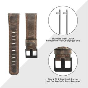 img 2 attached to 👫 EZCO Genuine Leather Bands for Fitbit Versa/Versa 2/Versa Lite, Vintage Replacement Strap Wristband for Men and Women with 5.5”-7.8” Wrist Size, Compatible with Versa Smart Watch