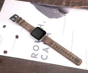 img 1 attached to 👫 EZCO Genuine Leather Bands for Fitbit Versa/Versa 2/Versa Lite, Vintage Replacement Strap Wristband for Men and Women with 5.5”-7.8” Wrist Size, Compatible with Versa Smart Watch