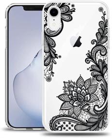 img 4 attached to MURMAZ IPhone XR Case Clear Cute Black Floral Design Transparent Slim Hard Back Soft Bumper Hybrid Protective Flowers Phone Cover For Girls Women(Flora Lines XR)