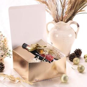 img 2 attached to Premium Champagne Gold Gift Boxes - MALICPLUS 10, 8x8x4 Inches Bridesmaid Proposal Boxes, Paper Gift Boxes with Lids for Gifts - Grass Texture Design