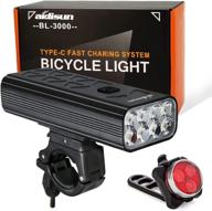 🚴 bike lights for night riding: powerful 2760 lumens usb rechargeable 8 led bicycle light with 5 modes, lasting 42 hours - front and back bike lights ideal for road, mountain, commuter bicycles cycling logo