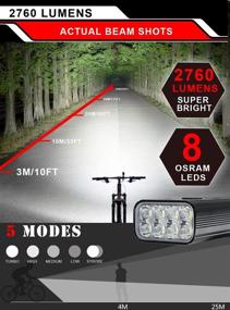 img 3 attached to 🚴 Bike Lights for Night Riding: Powerful 2760 Lumens USB Rechargeable 8 LED Bicycle Light with 5 Modes, Lasting 42 Hours - Front and Back Bike Lights Ideal for Road, Mountain, Commuter Bicycles Cycling