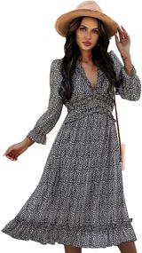 img 4 attached to 👗 Stylish Welity V Neck Sleeve Printed Dresses for Women