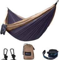 geezo double camping hammock: lightweight, portable parachute hammock with 2 tree straps - ideal for backpacking, camping, travel, beach, garden - 500lbs capacity логотип