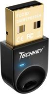 techkey usb bluetooth 4.0 adapter dongle: enhanced connectivity for pc laptop desktop, stereo music, skype calls, keyboard, mouse | windows 10 8.1 8 7 xp vista compatible logo