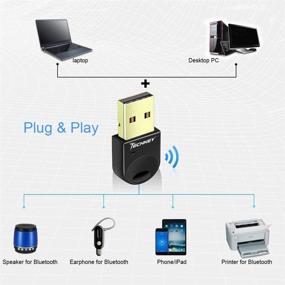 img 2 attached to Techkey USB Bluetooth 4.0 Adapter Dongle: Enhanced Connectivity for PC Laptop Desktop, Stereo Music, Skype Calls, Keyboard, Mouse | Windows 10 8.1 8 7 XP Vista Compatible