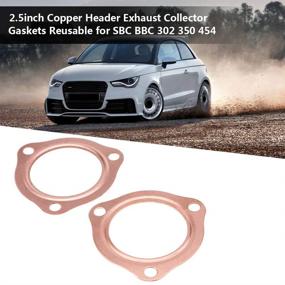 img 2 attached to Acouto 2.5 Inch Copper Header Collector Gaskets - Durable & Reusable Exhaust Gaskets for SBC BBC 302 350 454 3 Bolt - 2 Pack