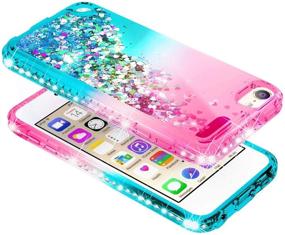 img 1 attached to 💖 Eye-Catching iPod Touch 7 Case with Screen Protector - E-Began Glitter Liquid Gradient Quicksand Bling Diamond Design - Durable Girls Cute Case for iPod Touch 7th/6th/5th Generation Pink/Aqua