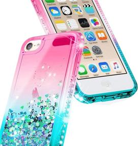 img 2 attached to 💖 Eye-Catching iPod Touch 7 Case with Screen Protector - E-Began Glitter Liquid Gradient Quicksand Bling Diamond Design - Durable Girls Cute Case for iPod Touch 7th/6th/5th Generation Pink/Aqua