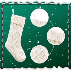 img 3 attached to SUNYPLAY Christmas Stockings - 4 Pack 18 Inches Large Cable Knitted Stocking Decorations for Holiday Party Decor - (4 x White)