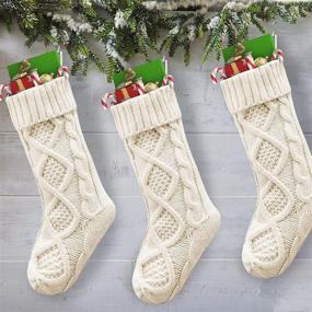 img 1 attached to SUNYPLAY Christmas Stockings - 4 Pack 18 Inches Large Cable Knitted Stocking Decorations for Holiday Party Decor - (4 x White)