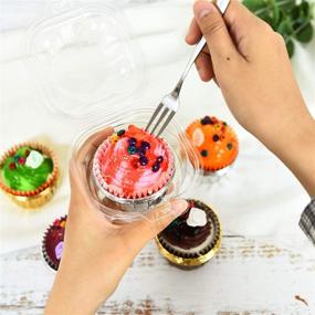 img 3 attached to 🧁 Vumdua Clear Plastic Cupcake Containers - 100 Packs Individual Cupcake Boxes, Cake Carrier Holders with Dome Lids for Wedding Party, BPA-Free