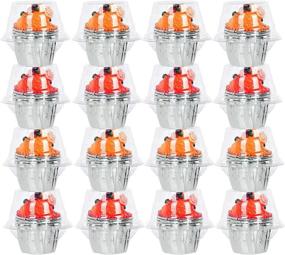 img 4 attached to 🧁 Vumdua Clear Plastic Cupcake Containers - 100 Packs Individual Cupcake Boxes, Cake Carrier Holders with Dome Lids for Wedding Party, BPA-Free