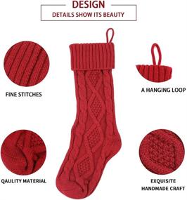 img 2 attached to 🎄 Large Cable Knitted Christmas Stockings: 4-Pack, 18 Inches, Ivory White and Burgundy - Ideal for Family, Kids, Holiday Decorations, Xmas Party Gifts
