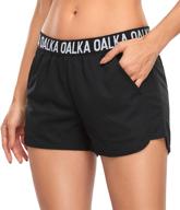 oalka women's running shorts with side pockets for gym & fitness activities logo