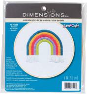 💖 diy needlepoint kit: explore the rainbow with dimensions 72-76109, complete with 6'' bamboo hoop logo