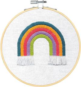 img 1 attached to 💖 DIY Needlepoint Kit: Explore the Rainbow with DIMENSIONS 72-76109, Complete with 6'' Bamboo Hoop