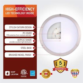 img 3 attached to 🔦 OSTWIN 12 Inch LED Flush Mount Ceiling Light, 20W (160W Equivalent), 1400 Lm, Dimmable Close to Ceiling Light Fixture for Kitchen Hallway Laundry, Brushed Nickel, 4000K, Energy Star Certified, ETL Listed (Pack of 4)