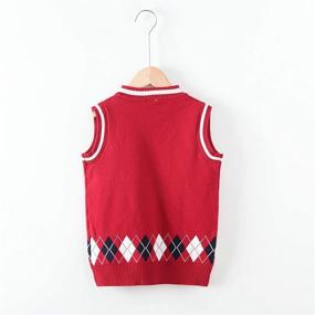 img 1 attached to 👕 Cotton V-Neck School Sweater Vest for Boys and Girls - Sleeveless Knit Uniform Vest