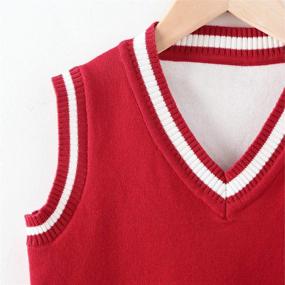 img 3 attached to 👕 Cotton V-Neck School Sweater Vest for Boys and Girls - Sleeveless Knit Uniform Vest