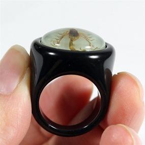img 2 attached to 🌟 Оптимизированный SEO: Настоящее золотое кольцо с черной вставкой в форме скорпиона для ювелирных изделий для мальчиков