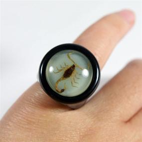 img 1 attached to 🌟 Оптимизированный SEO: Настоящее золотое кольцо с черной вставкой в форме скорпиона для ювелирных изделий для мальчиков