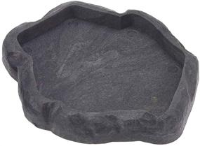 img 3 attached to SunGrow Small Hermit Crab Feeding Bowl, 5.5” x 🐚 5” x 1”, Charcoal Color, Pack of 1 - Improved SEO