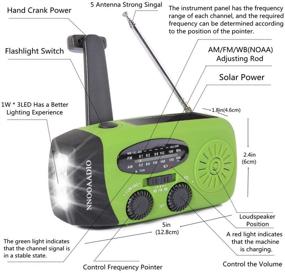 img 2 attached to Green Emergency Weather Radio 1200mAh - Hand Crank, Solar & Battery Operated, 3LED Flashlight, NOAA AM FM Portable Radio with Cell Phone Charger - Survival Kit