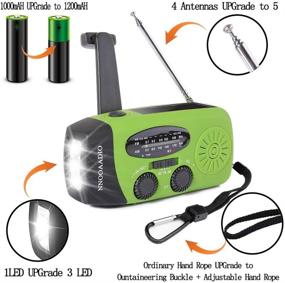 img 1 attached to Green Emergency Weather Radio 1200mAh - Hand Crank, Solar & Battery Operated, 3LED Flashlight, NOAA AM FM Portable Radio with Cell Phone Charger - Survival Kit