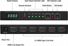 img 3 attached to (Последняя модель) ROOFULL 4K HDR HDMI переключатель с пультом управления CEC - 5-портовый 4K@60Hz HDMI 2.0 селектор, поддерживающий CEC, HDR10, HDCP 2.2, Dolby Vision/Atmos, автоматическое переключение, 18Gbps