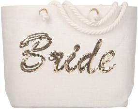 img 4 attached to 👜 Bride's ElegantPark Jute Silver Sequin Tote Bag - Perfect Honeymoon, Bridal Shower, Engagement, and Wedding Party Gift with Interior Pocket