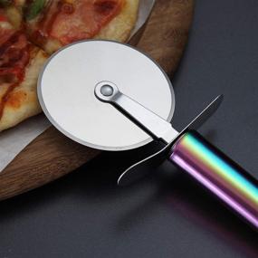 img 2 attached to 🌈 Berglander Rainbow Handle Stainless Steel Pizza Wheel: Super Sharp Pizza Slicer with Titanium Colorful Plating, Easy-to-Clean and Store Pastry Cutter (Rainbow Handle)