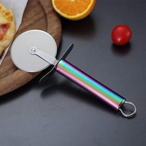 img 3 attached to 🌈 Berglander Rainbow Handle Stainless Steel Pizza Wheel: Super Sharp Pizza Slicer with Titanium Colorful Plating, Easy-to-Clean and Store Pastry Cutter (Rainbow Handle)