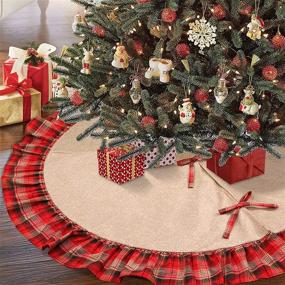 img 4 attached to 🎄 Rustic Red and Black Plaid Ruffle Tree Skirt - Aytai Christmas Tree Skirt 48 Inch, Ideal for Buffalo Plaid Christmas Tree Decoration and Holiday Party