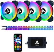 🌀 apevia tl42-rgb сумеречный 120мм бесшумный двойной кольцевой светодиодный вентилятор с изменяемыми цветами. управление с помощью пульта ду, антивибрационные резиновые подушки, магнитные светодиодные полоски (4+2 шт.) логотип