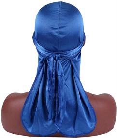 img 3 attached to 🧖 Silky Durags and Bonnets 2pcs Set: Unisex Long Tail Doo rag and Turban Sleep Cap for Men and Women